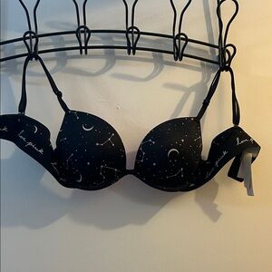 PINK Victoria's Secret Black Starry Night Bra SUPER push up